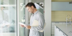 man reading his mail