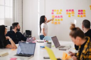 marketing team analyzing predictive models