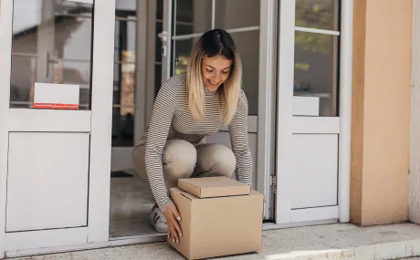 female consumer receiving package