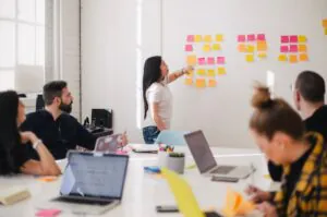 marketing team analyzing predictive models